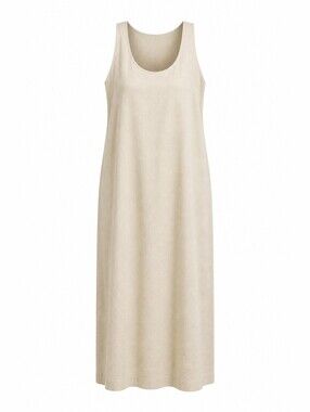 Asos Womens Simple Sleeveless Maxi Dress Light Beige Size 14 Tall Cotton Linen